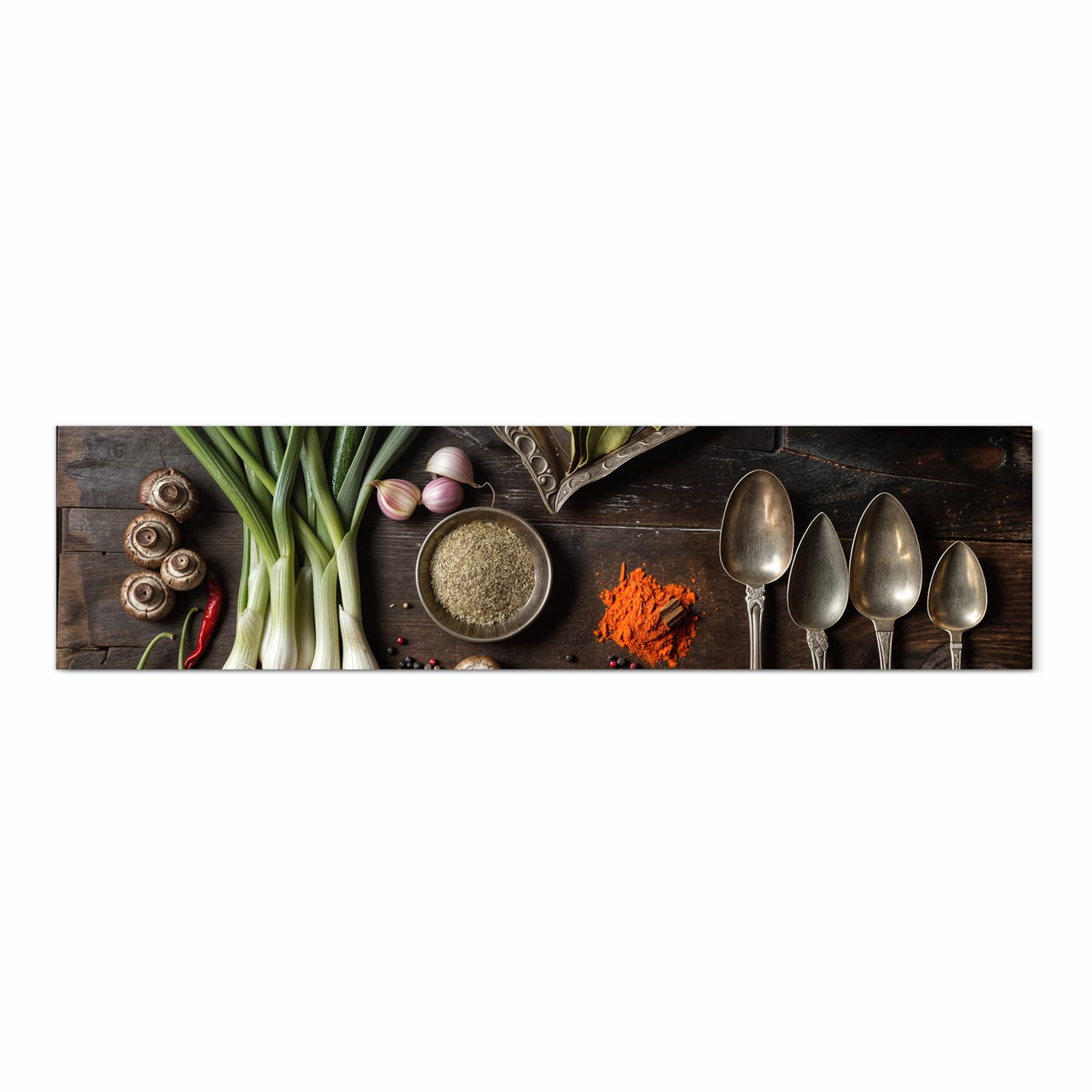 Waschbarer langer Teppich mit Motiv Kochen Leidenschaft in Frontansicht