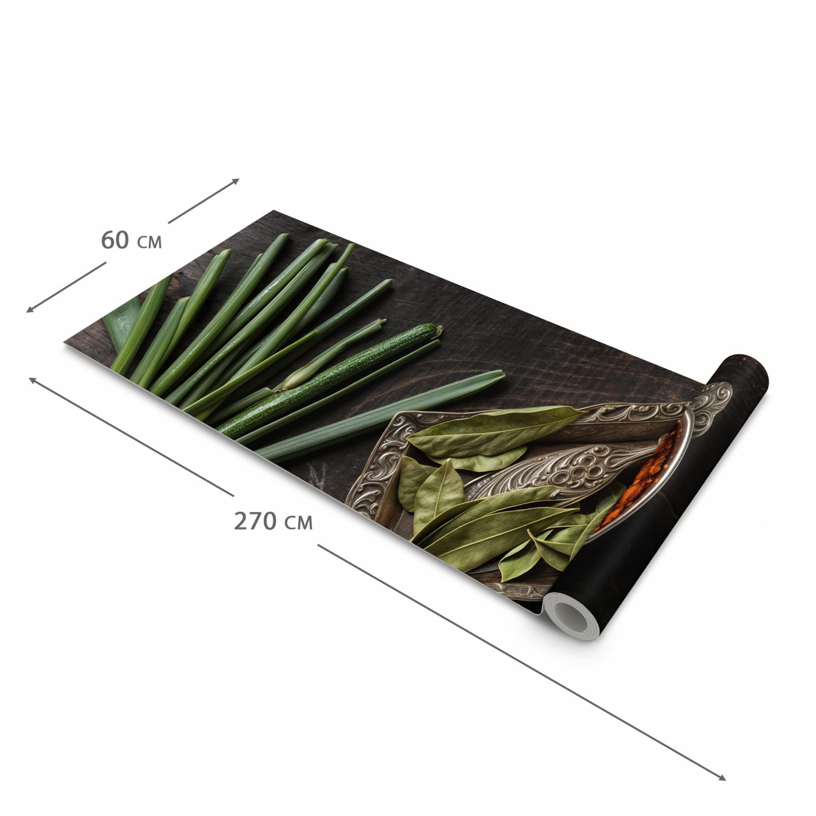 Wasserabweisender Läufer für die Küche mit Motiv Kochen Leidenschaft in der Grösse 60x180 cm