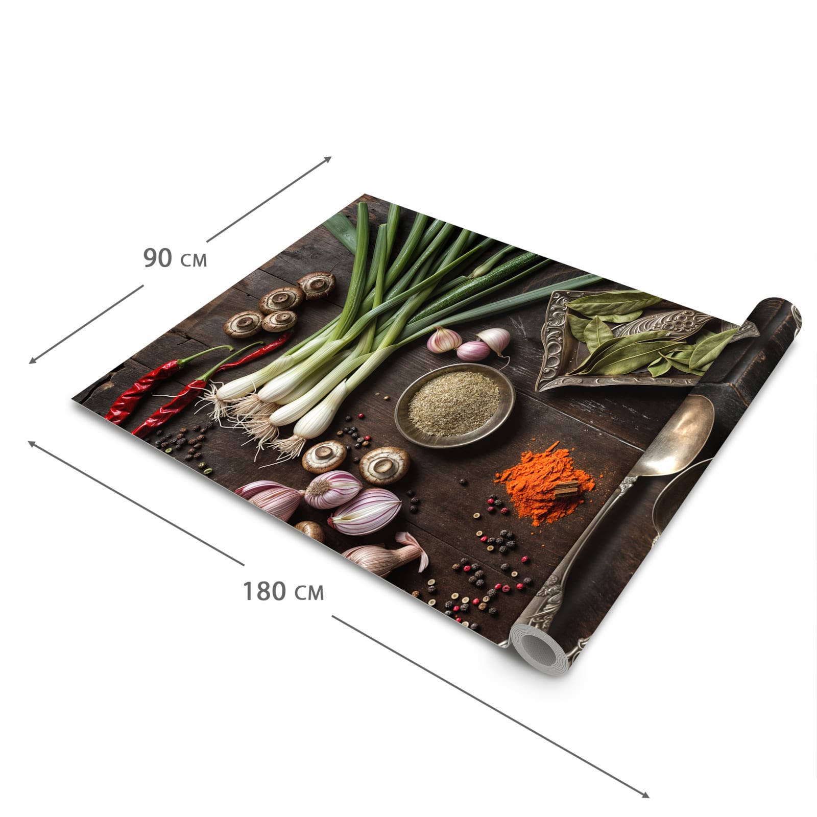 Komfortabler Küchenteppich mit Motiv Kochen Leidenschaft in der Grösse 60x180 cm für die Küche