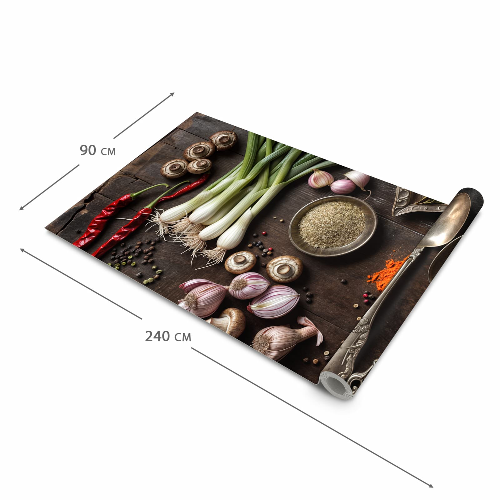 Rutschfester Teppichläufer für die Küche mit Motiv Kochen Leidenschaft in der Grösse 60x240 cm