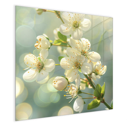 Magnettafel mit dem Motiv Weiße Blüten vor Grün