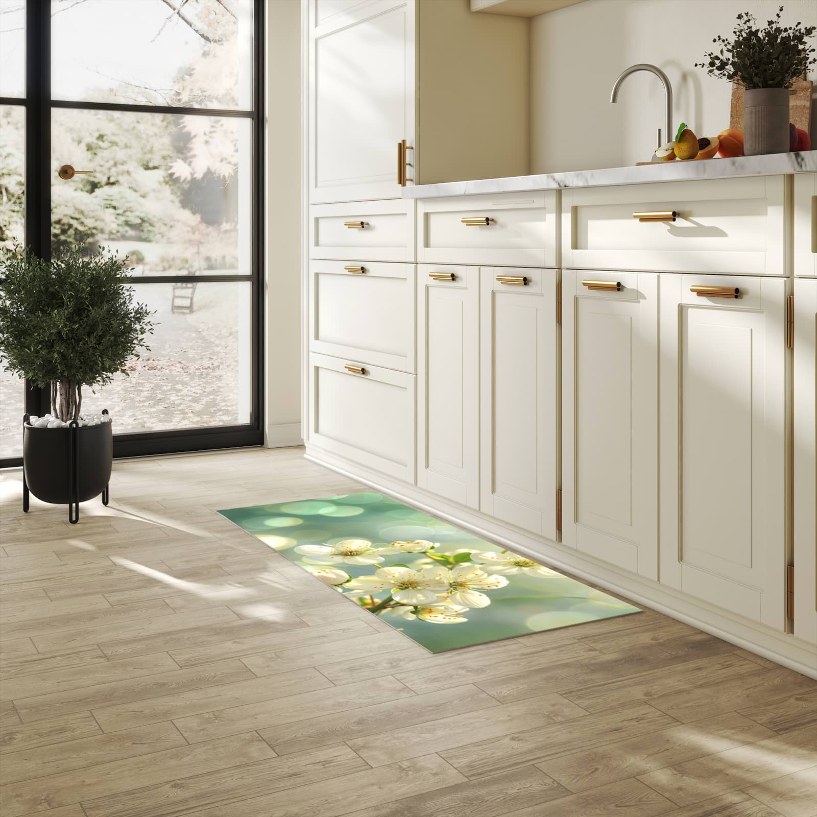 Farbbeständiger Küchenläufer mit Motiv Frühlingserwachen in der Grösse 60x180 cm