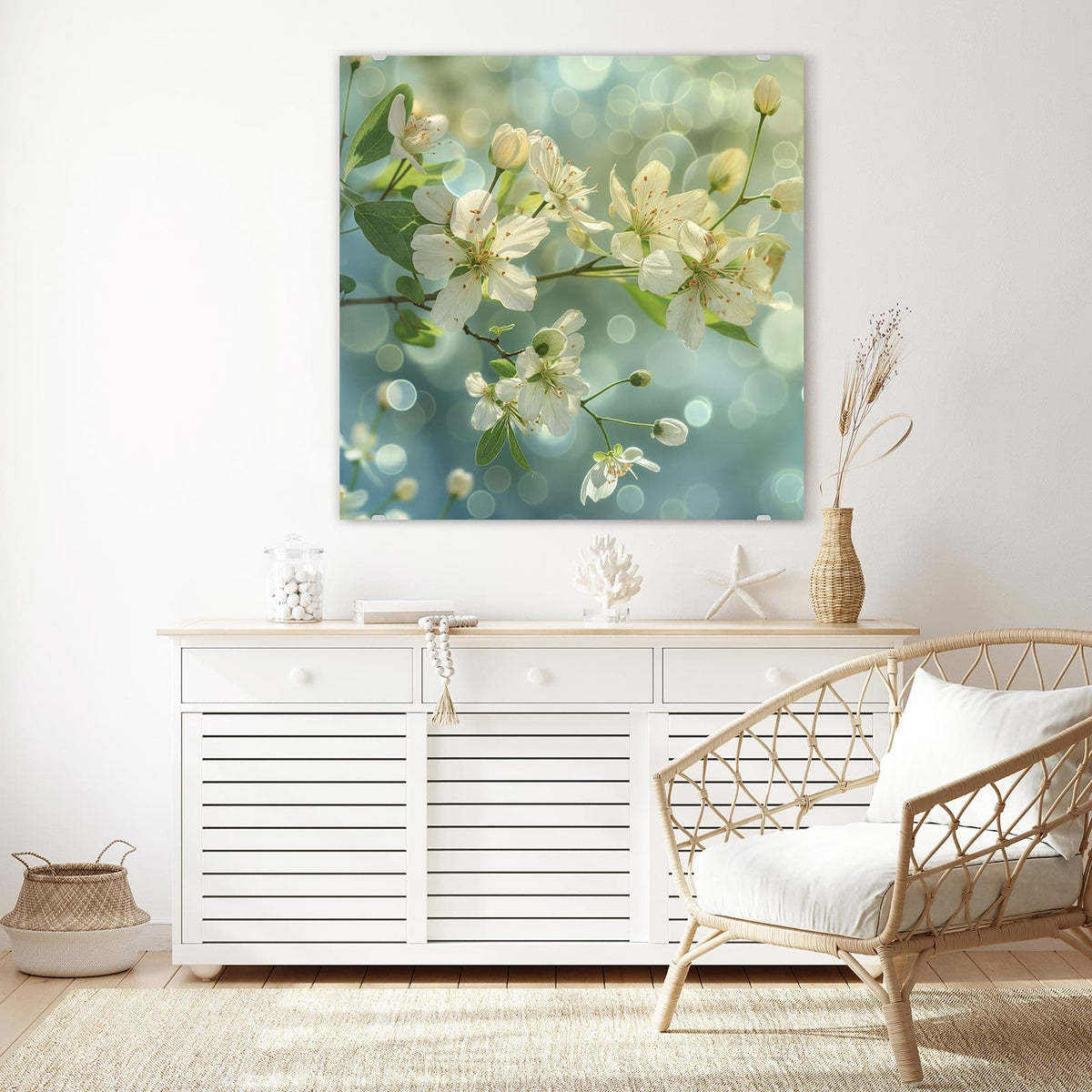 Echtglas, 4 mm – kein Acryl, keine Folie – Wandbild - Frühlingserwachen - Quadratisch