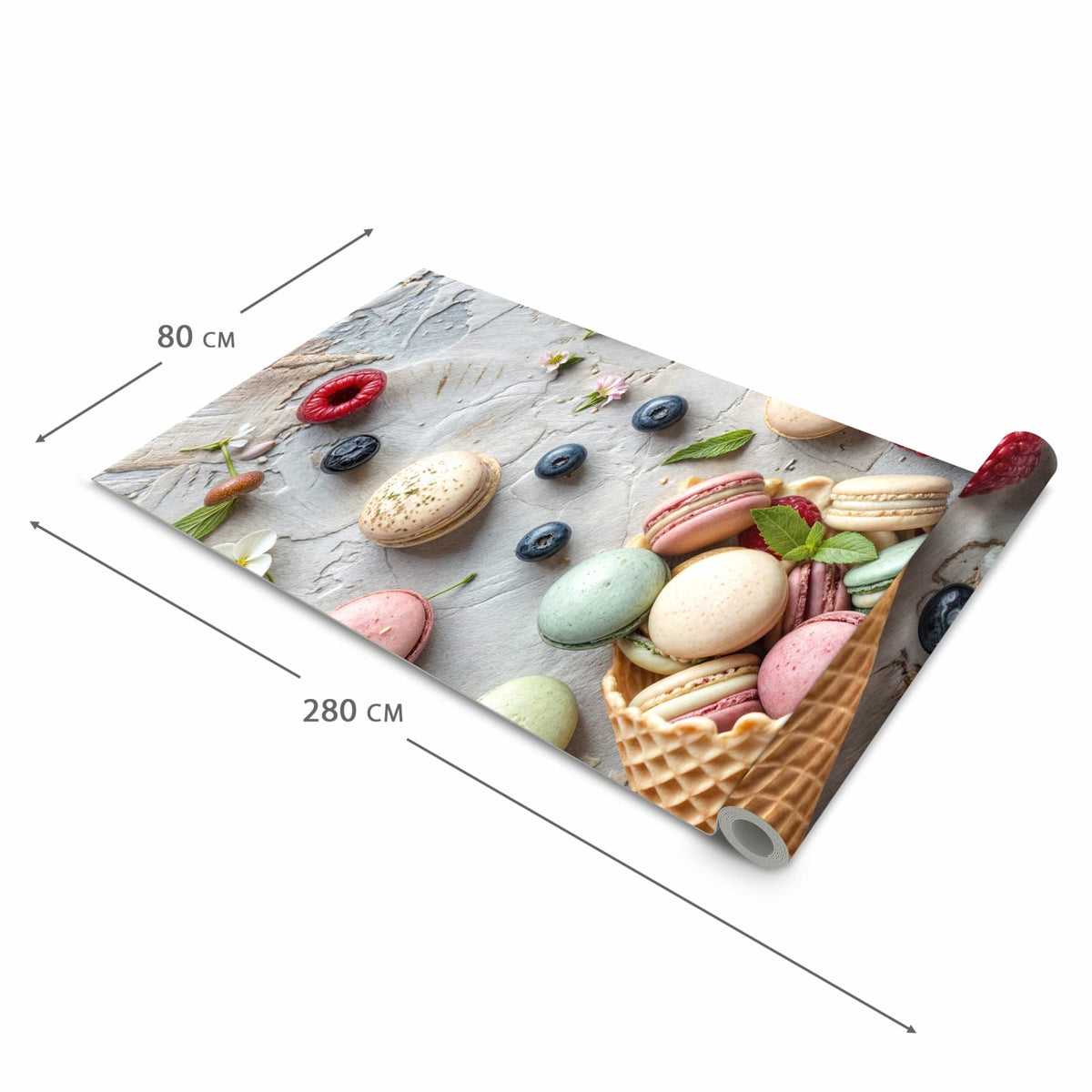 Komfortabler Küchenläufer mit Motiv Macarons im Sommer in der Grösse 60x180 cm