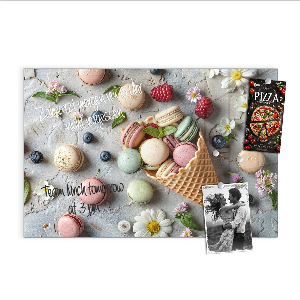 Beschreiben, abwischen, anheften – Magnettafel - Macarons in der Waffel