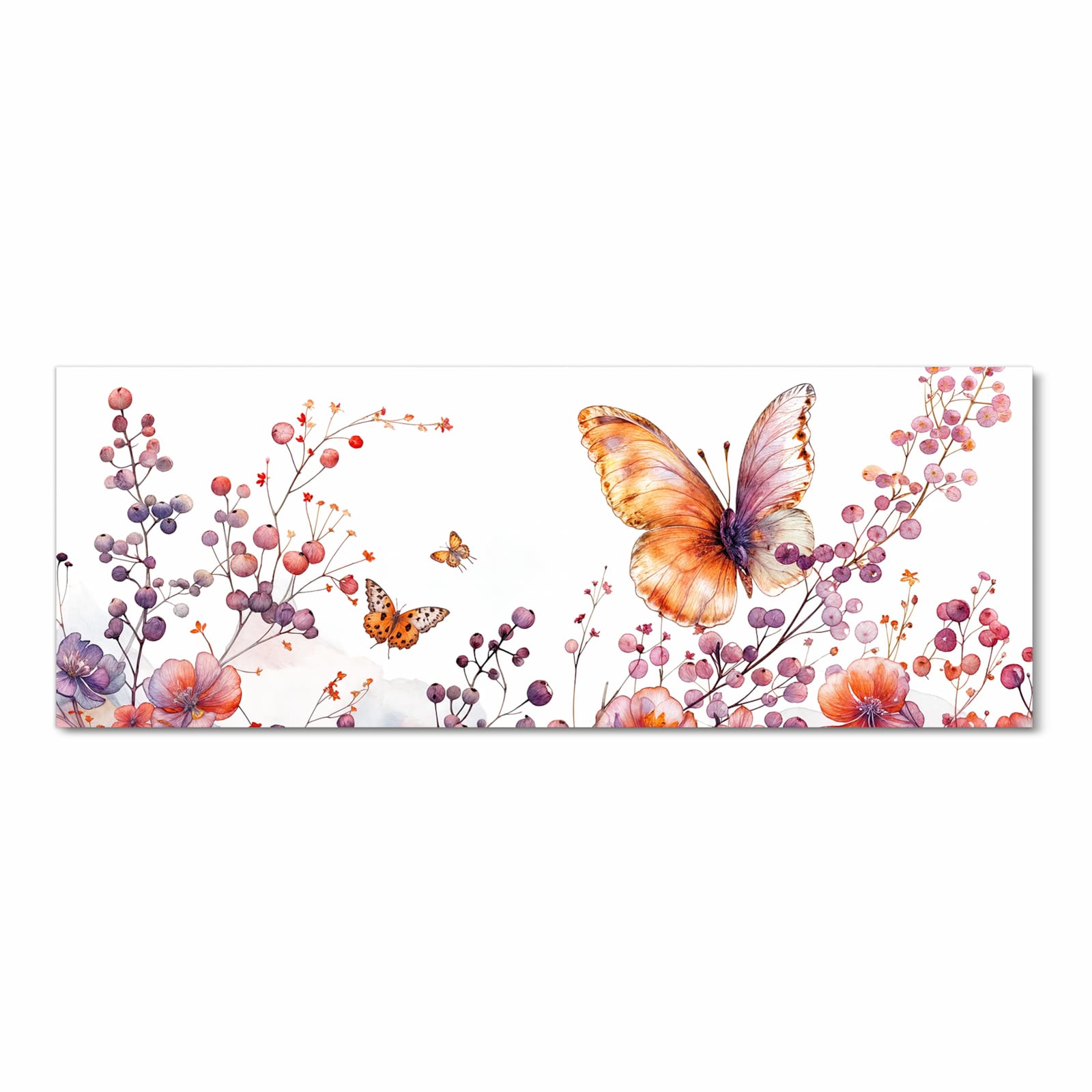 Rutschfester Küchenläufer mit Motiv Blumen und Schmetterlinge in Frontansicht für sicheren Stand