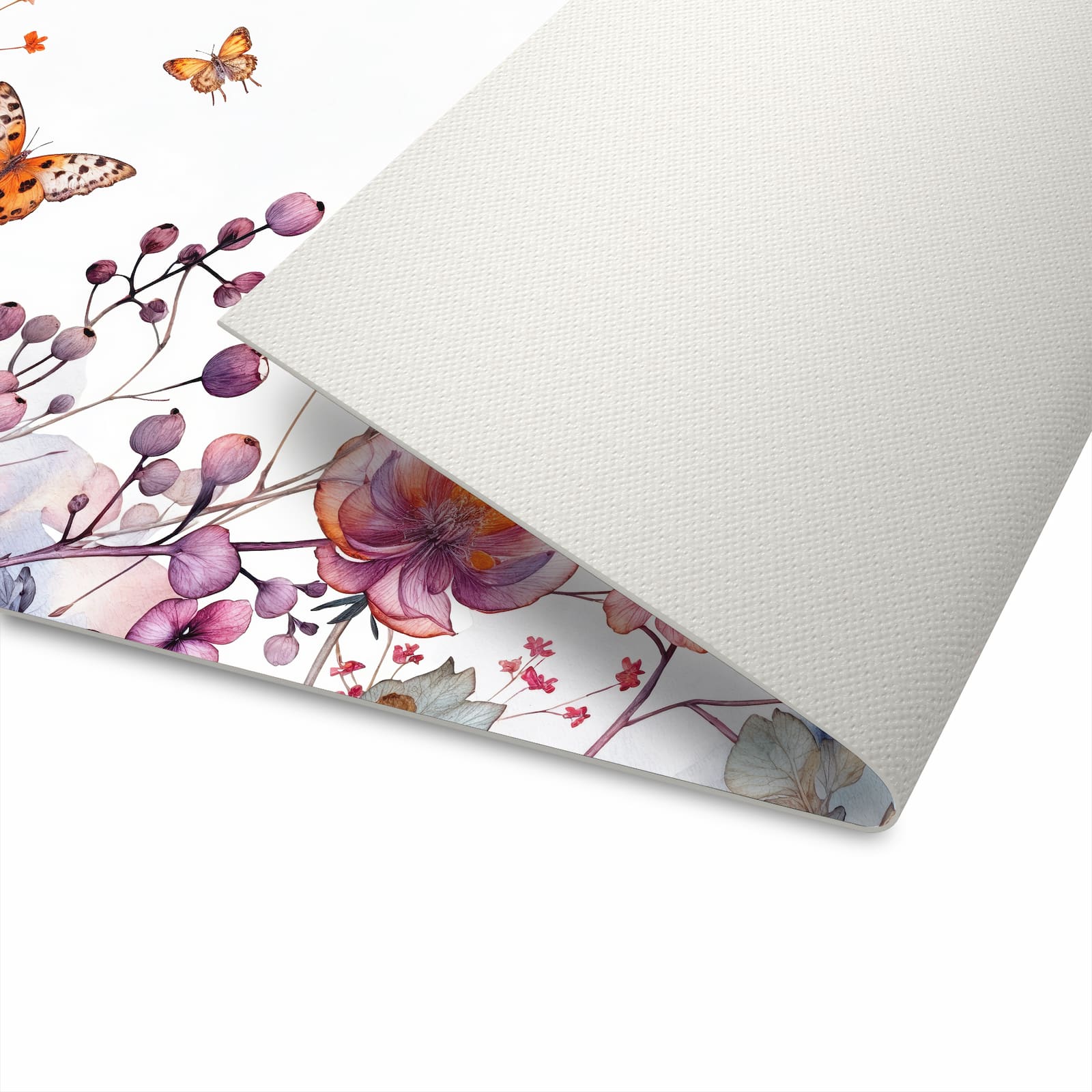 Zeitsparender Küchenläufer nach Maß mit Motiv Blumen und Schmetterlinge in der Unterseite