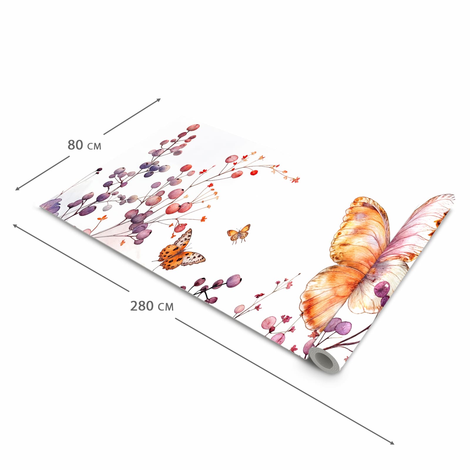 Bodenläufer mit Motiv Blumen und Schmetterlinge in der Grösse 60x150 cm für sichere Aufbewahrung