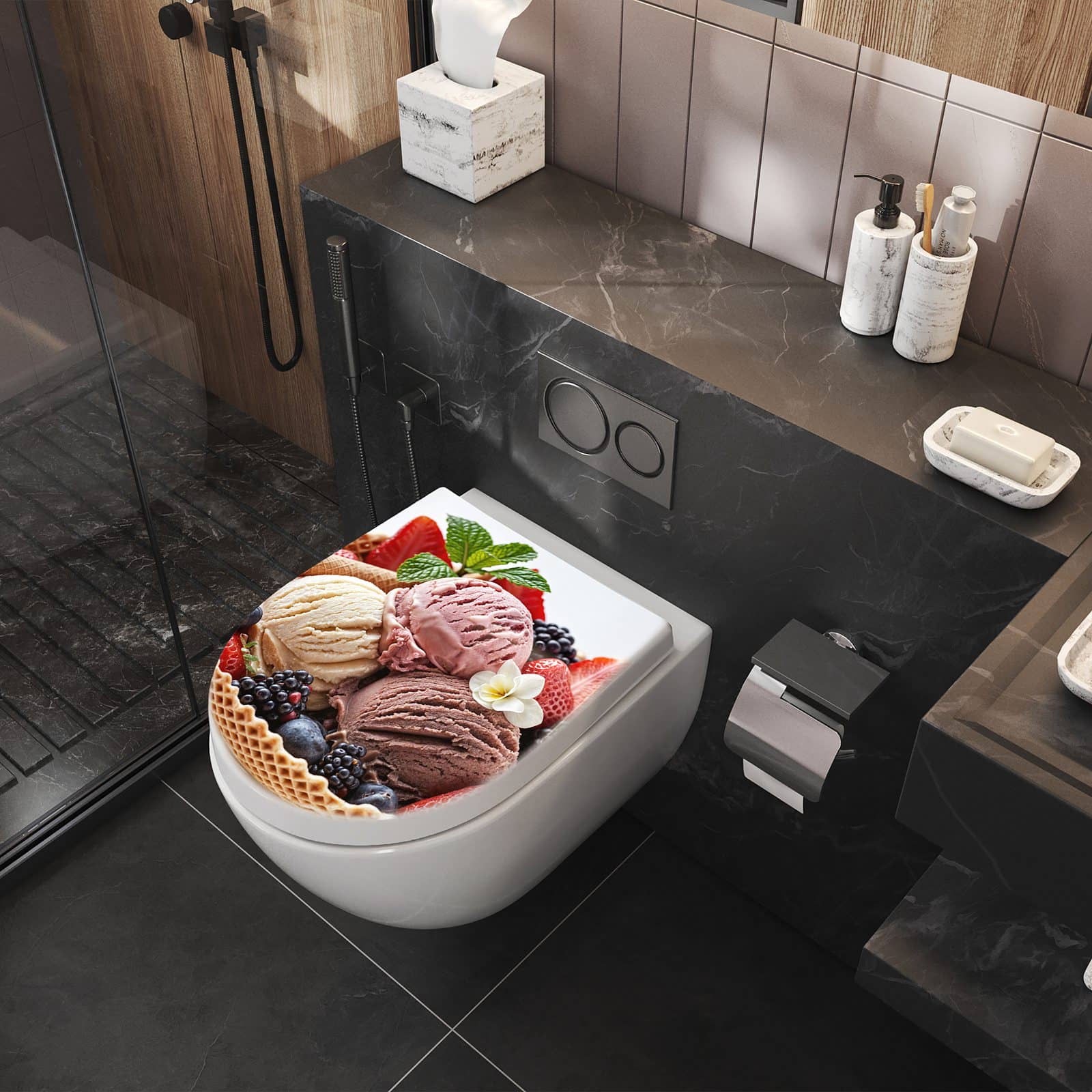 WC-Sitz mit Absenkautomatik Eiswaffelmit Obst