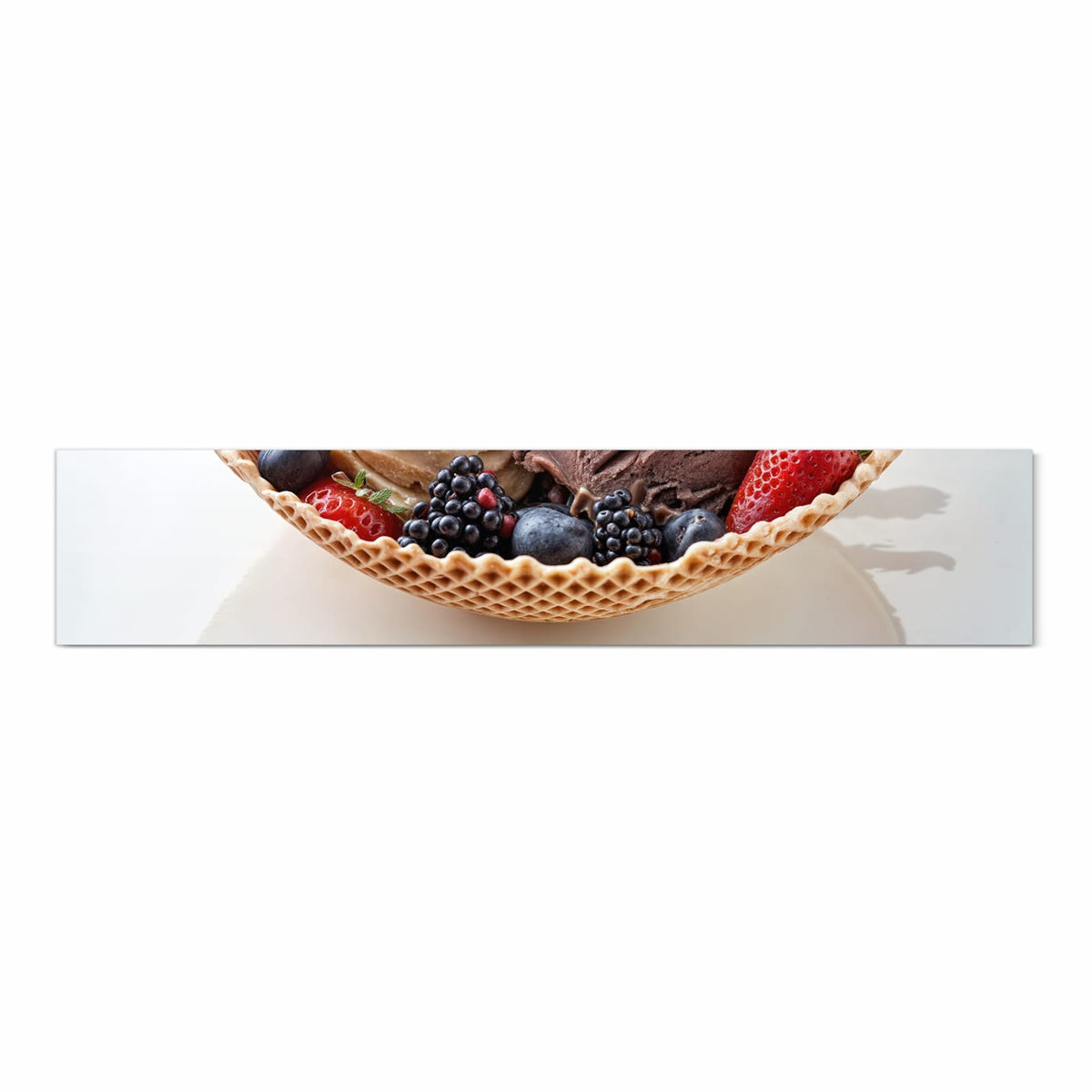 Küchenteppich waschbar mit Motiv Eiswaffelmit Obst in Frontansicht für mehr Trittkomfort