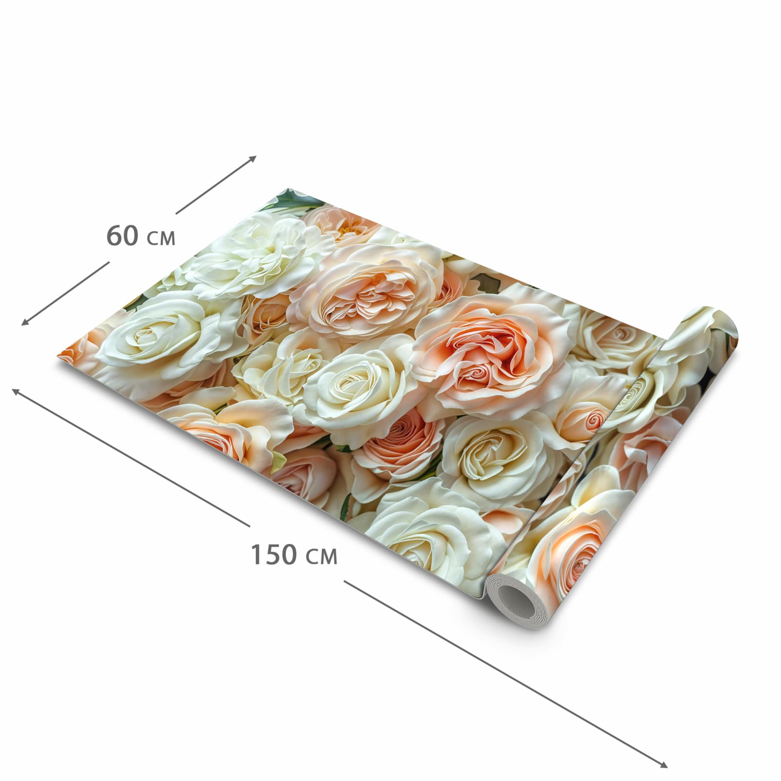 Feuchtigkeitsresistenter moderner Küchenläufer mit Motiv Rosenbouquet in der Grösse 60x120 cm