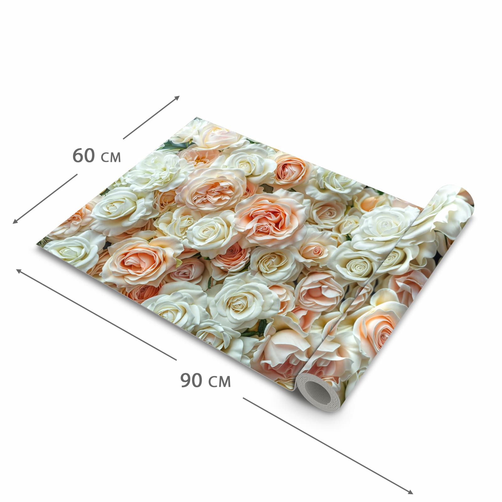 Formstabiler abwaschbarer Küchenteppich mit Motiv Rosenbouquet in der Grösse 60x120 cm