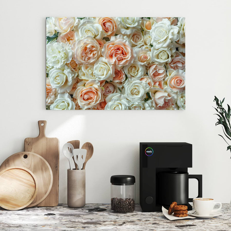 Maße Metall Magnettafel - Cremeweiße Rosen