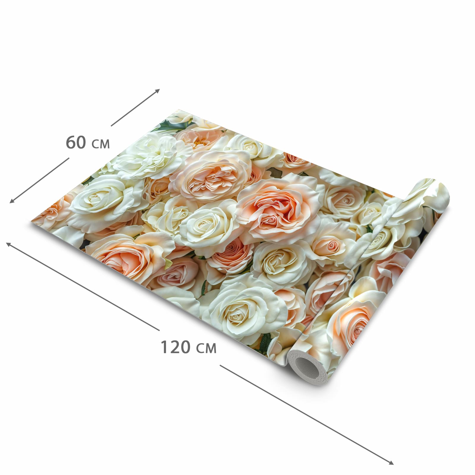 Rutschfester Küchenläufer mit Motiv Rosenbouquet in der Grösse 60x120 cm