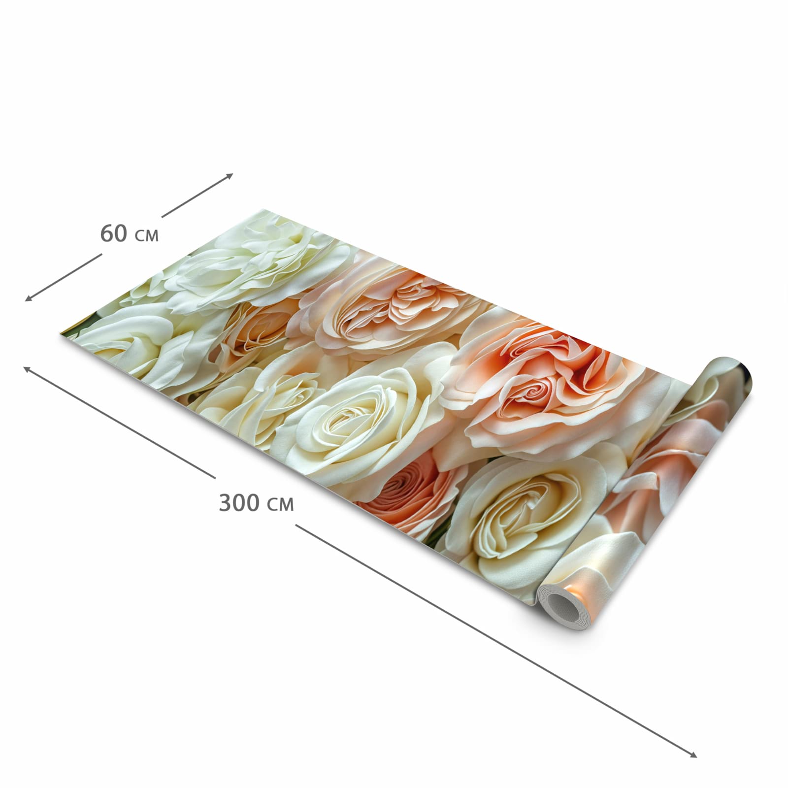 Farbbeständiger abwaschbarer Küchenläufer mit Motiv Rosenbouquet in der Größe 60x120 cm