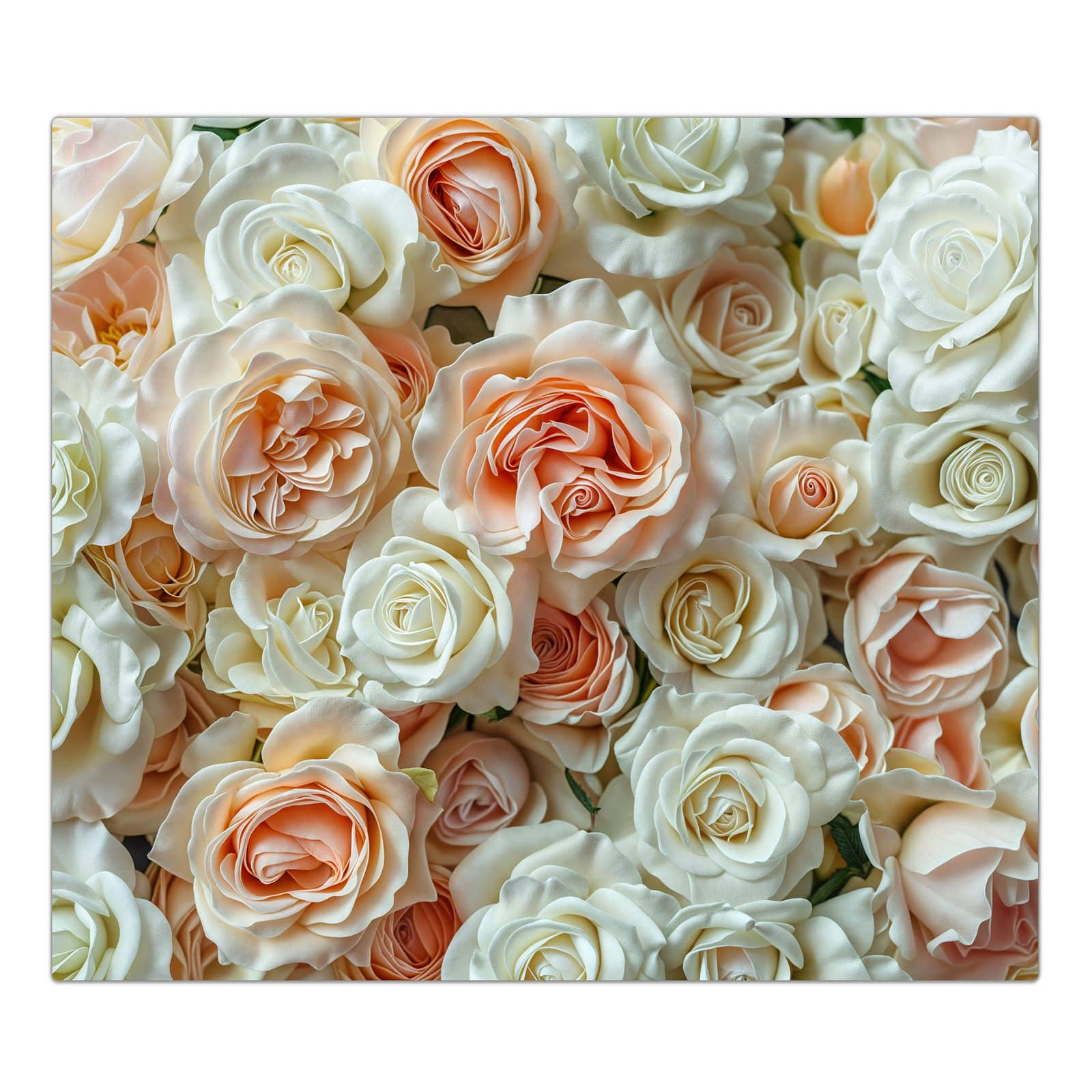 1-teilige Herdabdeckplatte mit Rosenbouquet-Motiv in der Frontansicht