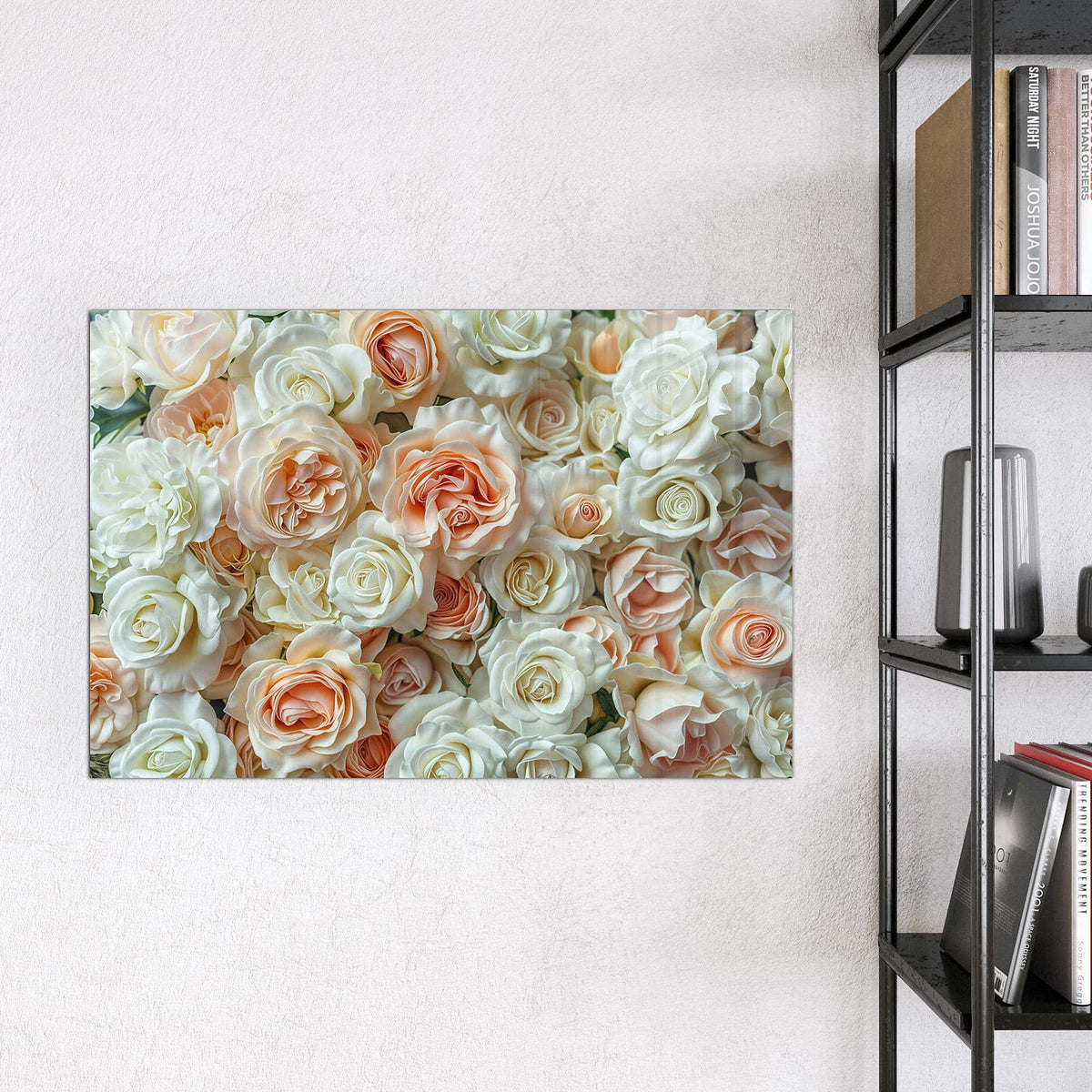 Magnettafel - Cremeweiße Rosen – Cremeweiße Rosen dicht an dicht