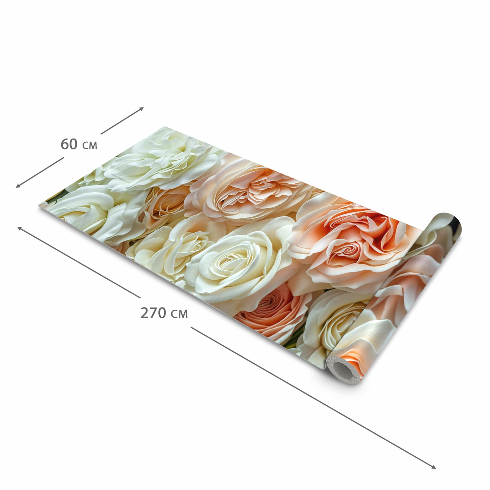 Bodenschonender moderner Küchenläufer mit Motiv Rosenbouquet in der Grösse 60x120 cm