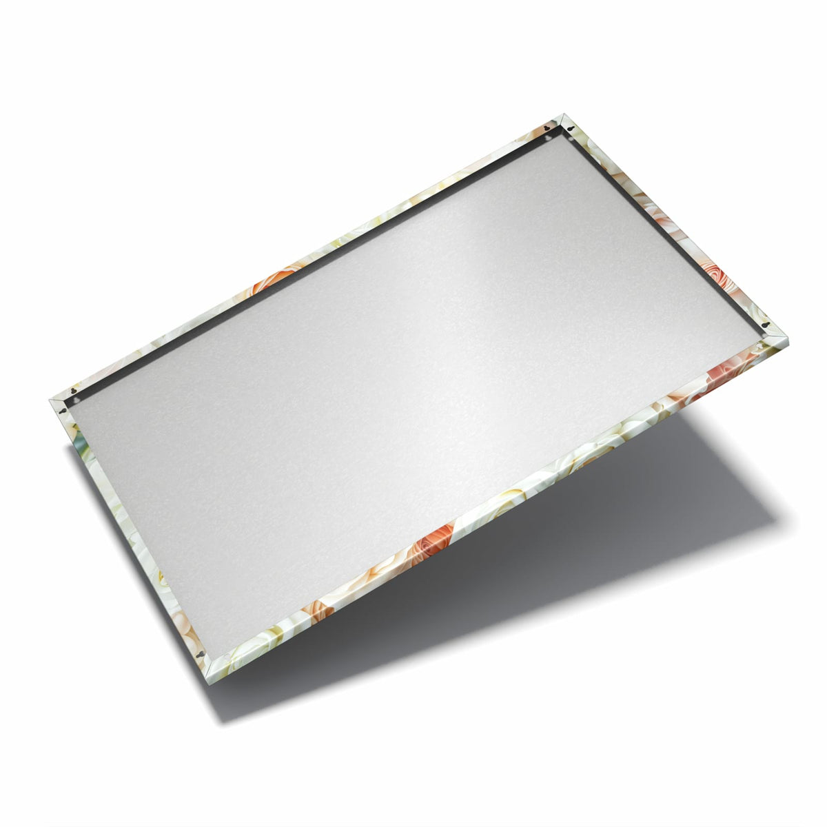 Nur 7 mm – liegt eng an der Wand – Metall Magnettafel - Cremeweiße Rosen