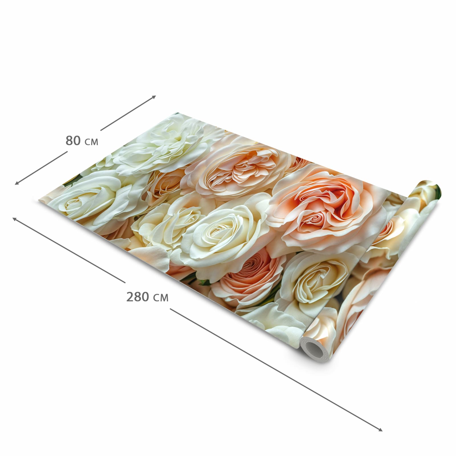 Geräuschdämpfender Küchenteppich mit Motiv Rosenbouquet in der Grösse 60x120 cm