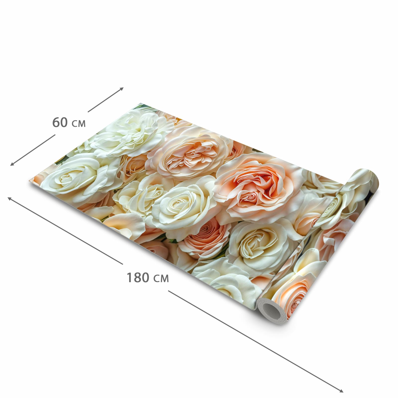 Bodenschonender Küchenläufer nach Maß mit Motiv Rosenbouquet in der Größe 60x120 cm