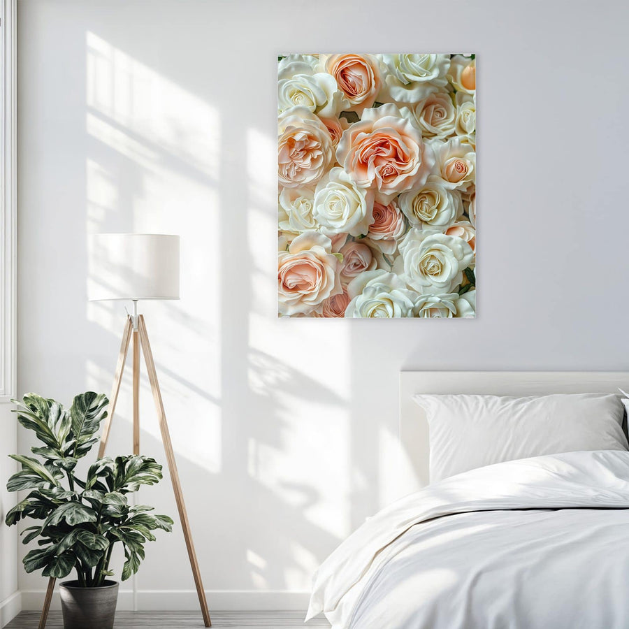 Maße Wandbild - Cremeweiße Rosen - Hochformat