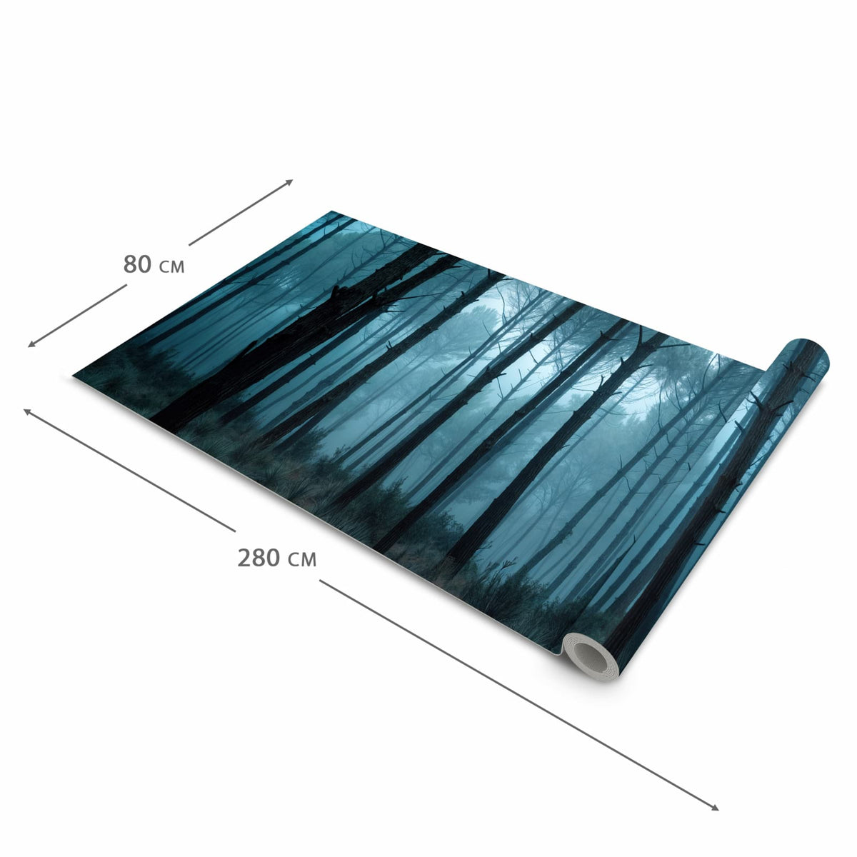 Hygienischer rutschfester Küchenläufer mit Motiv Nebeliger Wald in der Grösse 60x120 cm