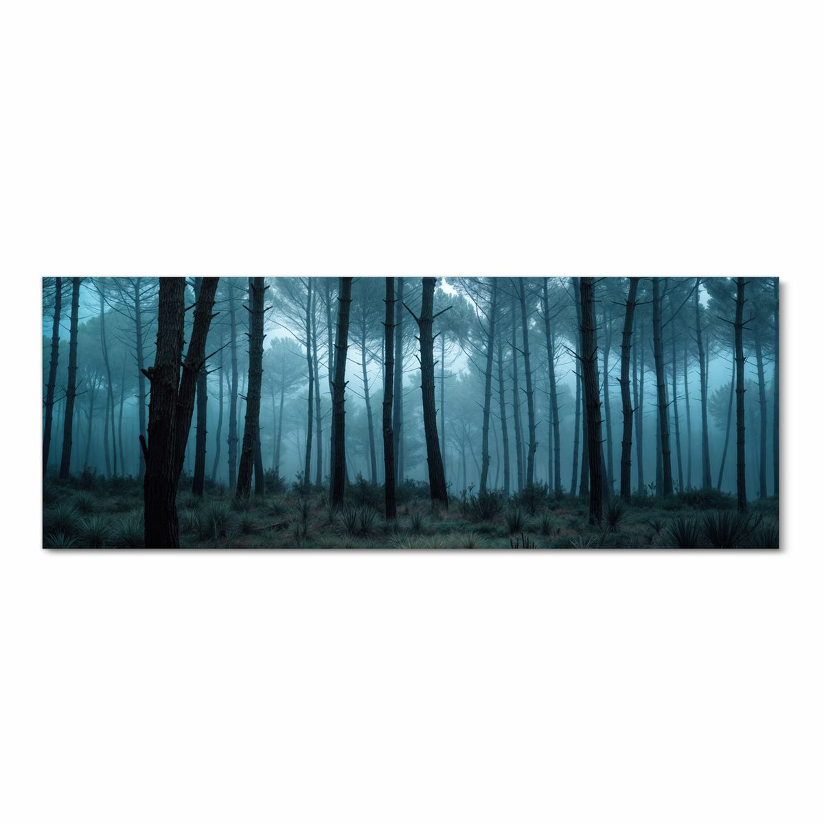 Küchenteppich mit Motiv Nebeliger Wald in Frontansicht für angenehme Haptik