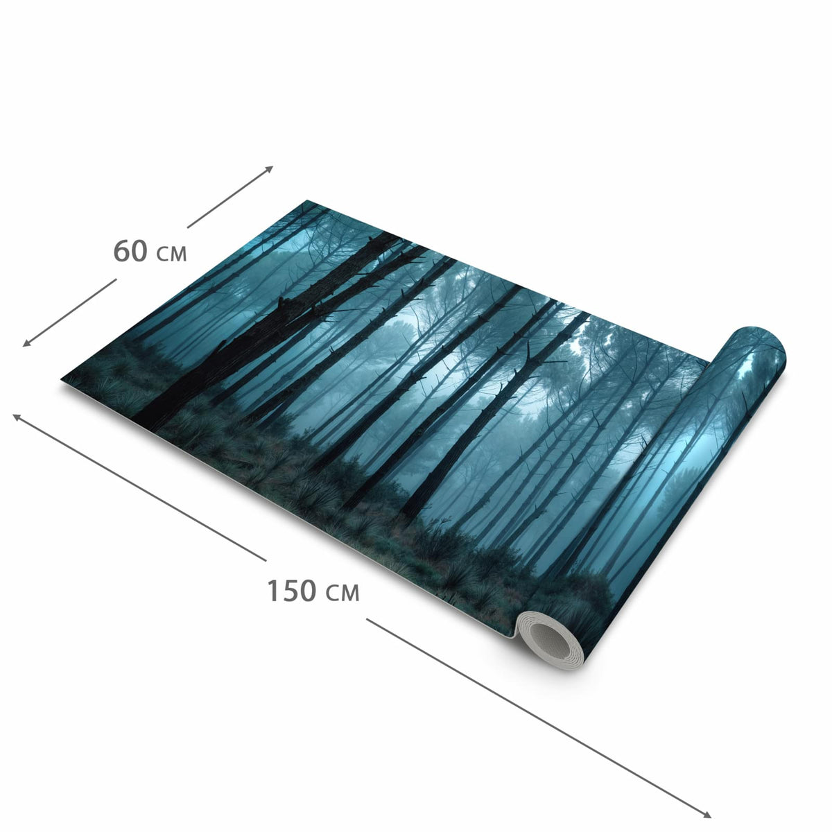 Geruchsneutraler Küchenteppich mit Motiv Nebeliger Wald in der Grösse 60x120 cm zum Waschen