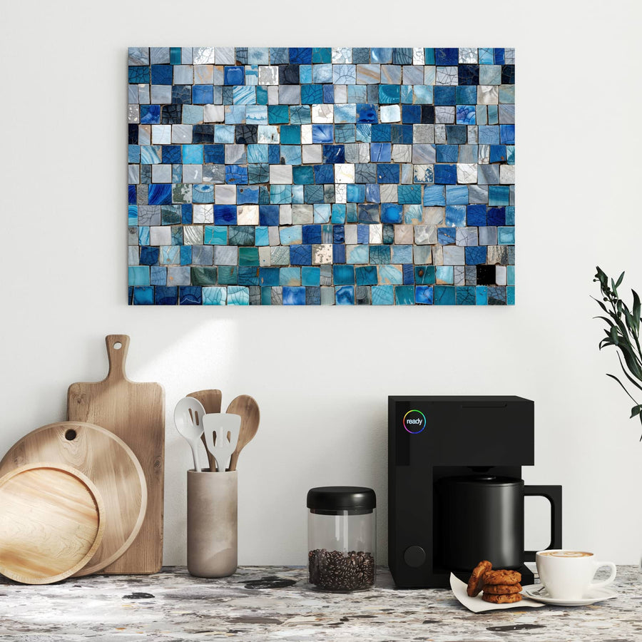 Maße Metall Magnettafel - Blaue Marmorfliesen