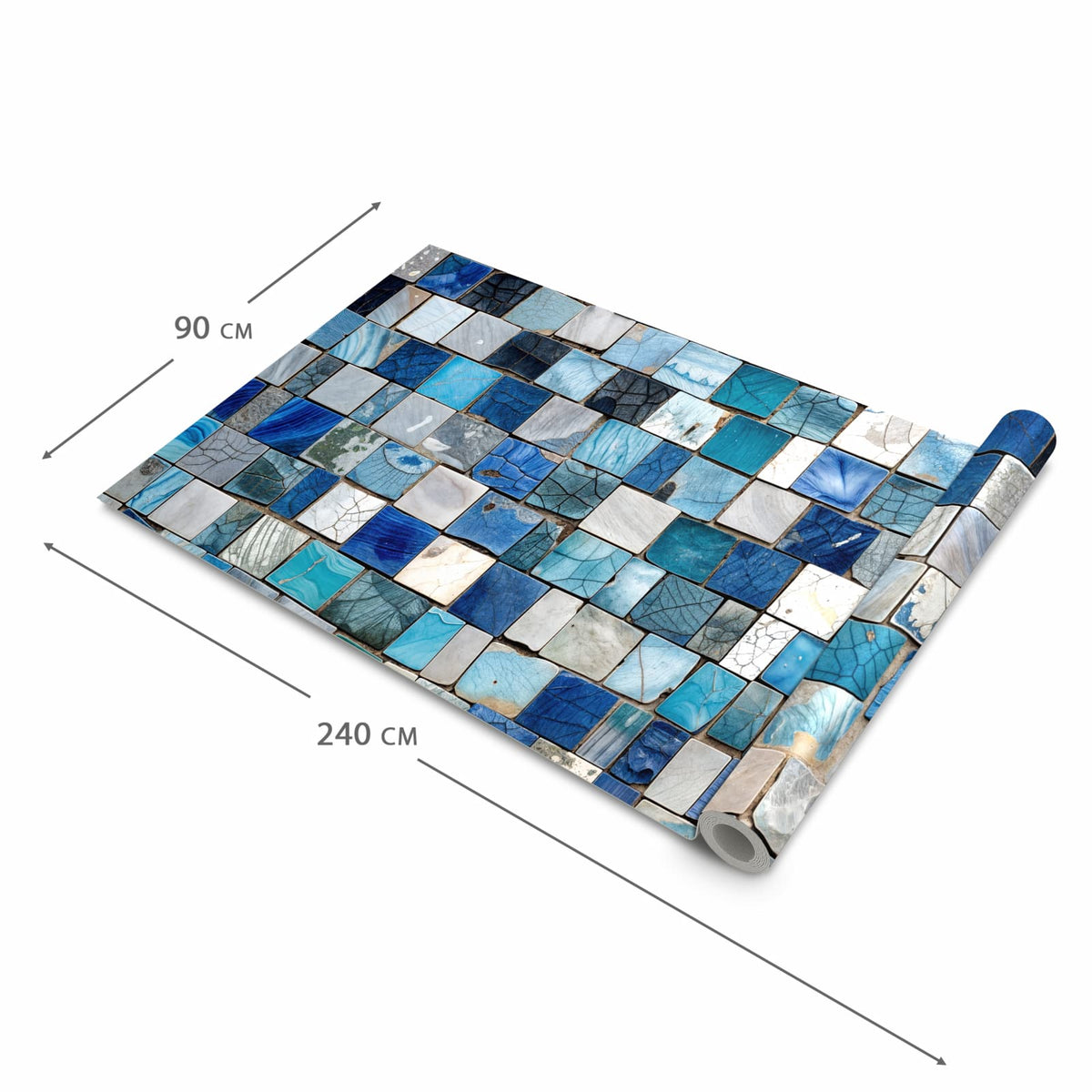 Rutschfester Küchenläufer mit Motiv Mosaikfliesenmuster in der Grösse 90x240 cm für Trittkomfort