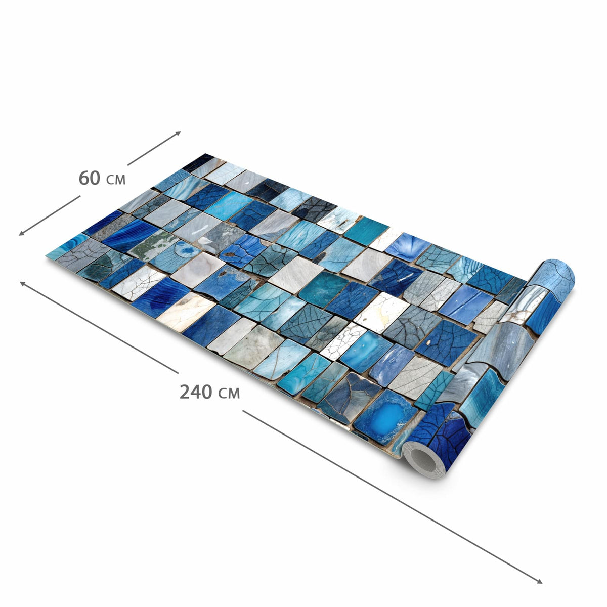 Waschbarer Küchenteppich mit Motiv Mosaikfliesenmuster in der Grösse 90x240 cm für Ordnung