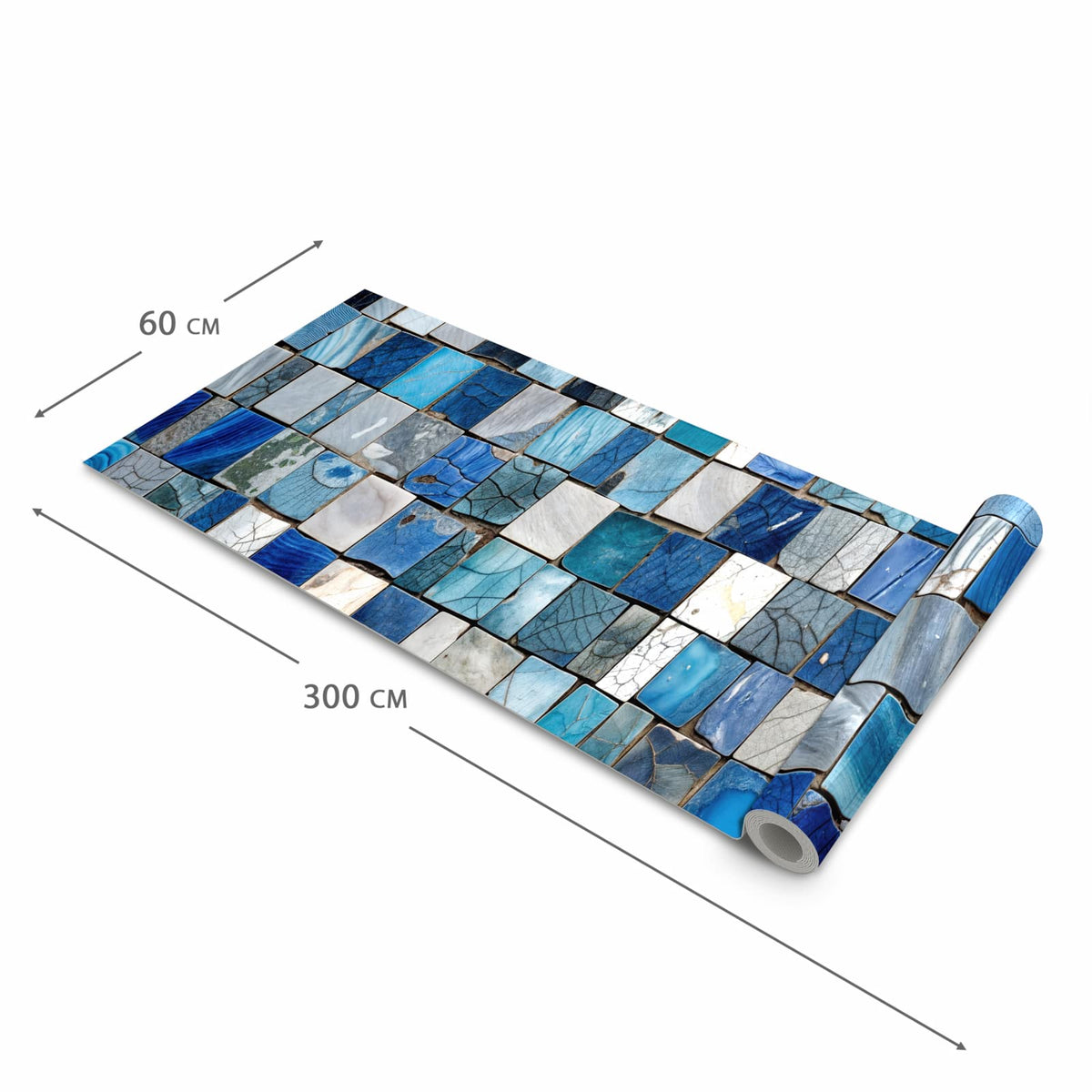 Farbbeständiger rutschfester Küchenteppich mit Motiv Mosaikfliesenmuster in der Grösse 90x240 cm