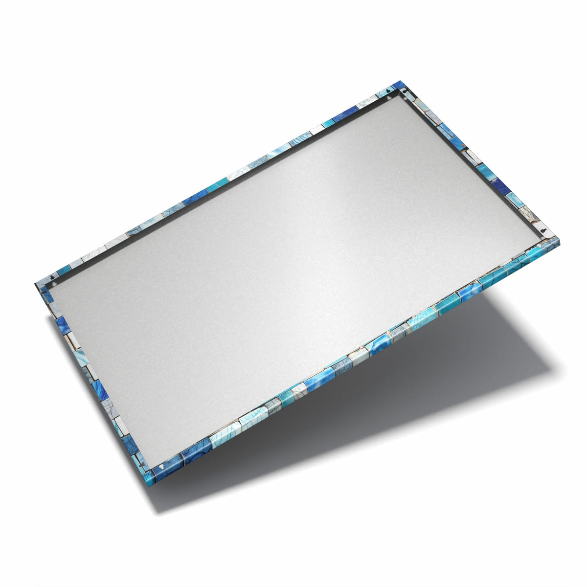 Nur 7 mm – liegt eng an der Wand – Metall Magnettafel - Blaue Marmorfliesen