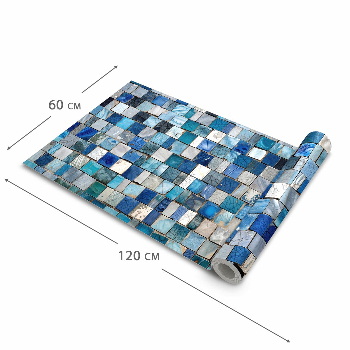 Rutschfester Küchenteppich mit Motiv Mosaikfliesenmuster in der Größe 90x240 cm