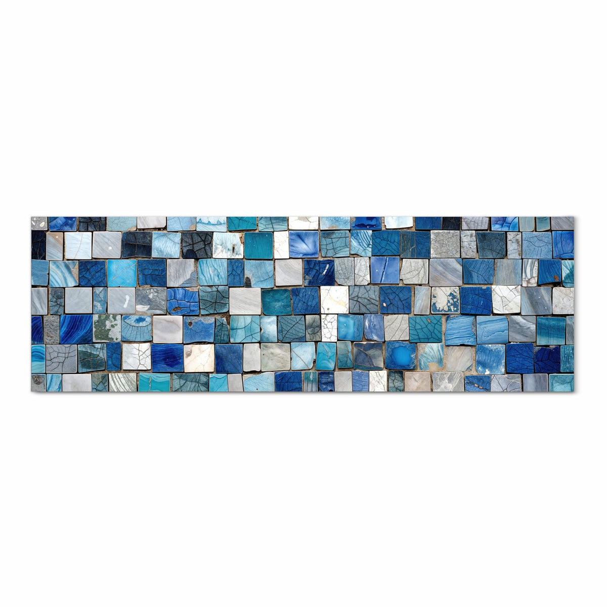 Rutschfester Küchenteppich mit Motiv Mosaikfliesenmuster in Frontansicht, abwaschbar