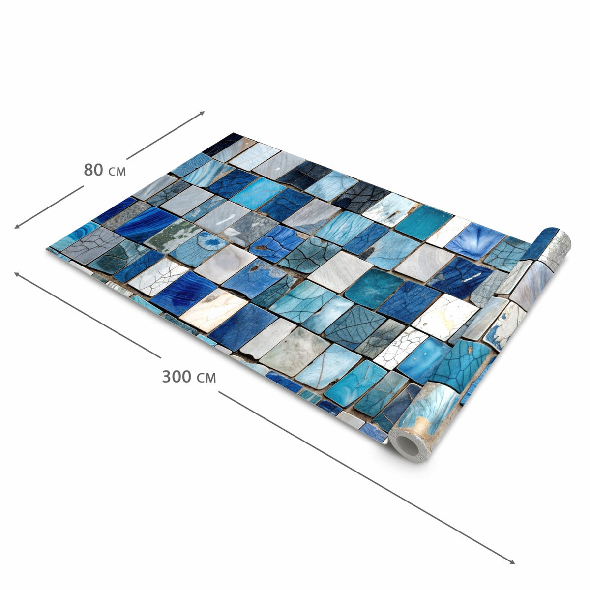 Abriebfester rutschfester Küchenläufer mit Motiv Mosaikfliesenmuster in der Größe 90x240 cm
