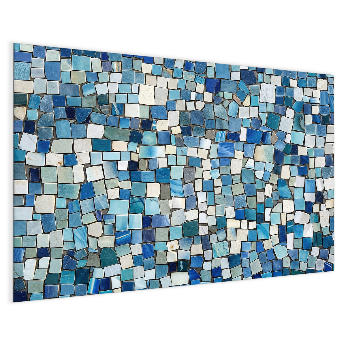 4 mm Glas statt lackiertem Blech – Magnettafel - Blaues Mosaik