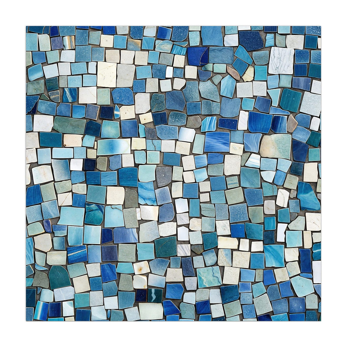 Küchenrückwand aus Glas Blaues Mosaik im quadratischen Format, Motiv bildfüllend von vorn #grösse_40 x 40 cm #grösse_50 x 50 cm #grösse_60 x 60 cm