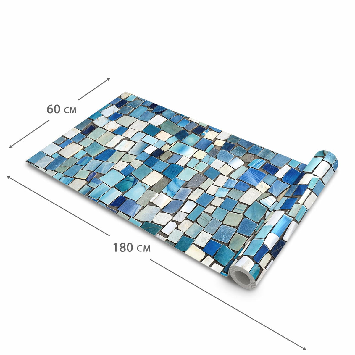 Langlebiger dünner Küchenteppich mit Motiv Bunte Kachelmuster in der Grösse 90x240 cm