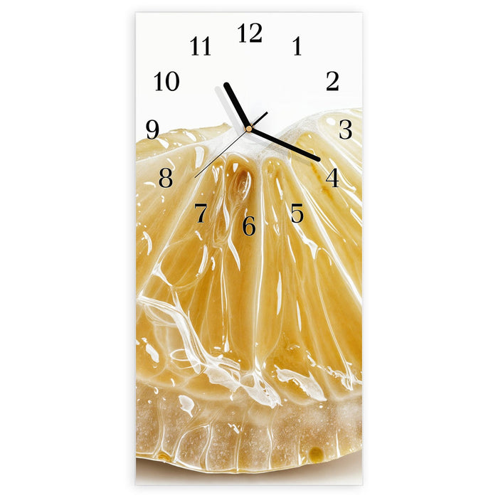 Wanduhr Zitronenscheibe aus Glas – Hochformat 30 × 60 cm mit Ziffernblatt Klassisch