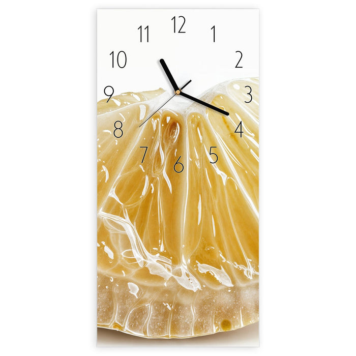 Wanduhr Zitronenscheibe aus Glas – Hochformat 30 × 60 cm mit Ziffernblatt Elegant