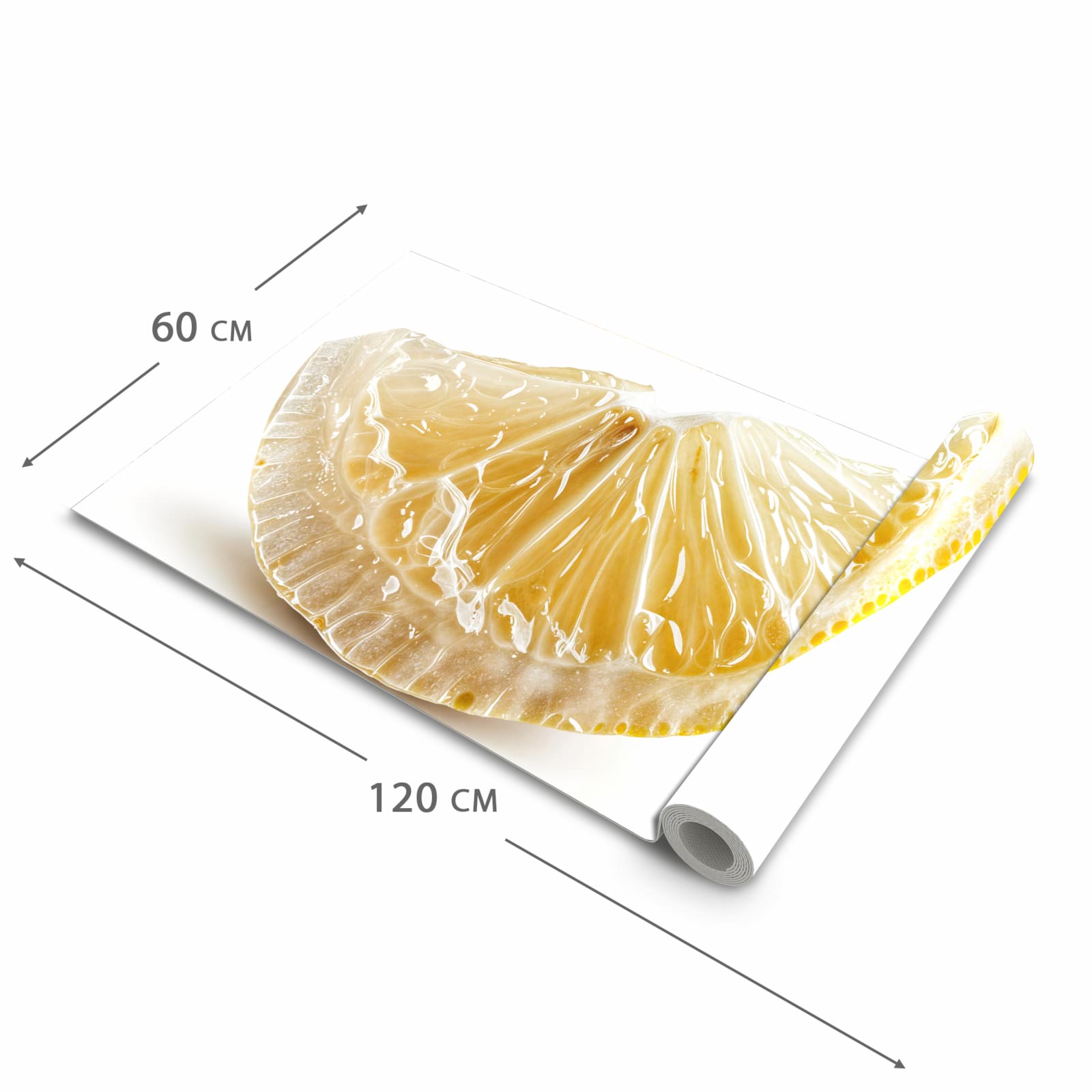 Bodenschonender Küchenteppich mit Motiv Zitronenscheibe in der Grösse 90x180 cm
