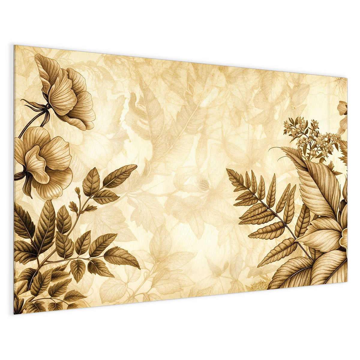 4 mm Glas statt lackiertem Blech – Magnettafel - Botanik in Sepia