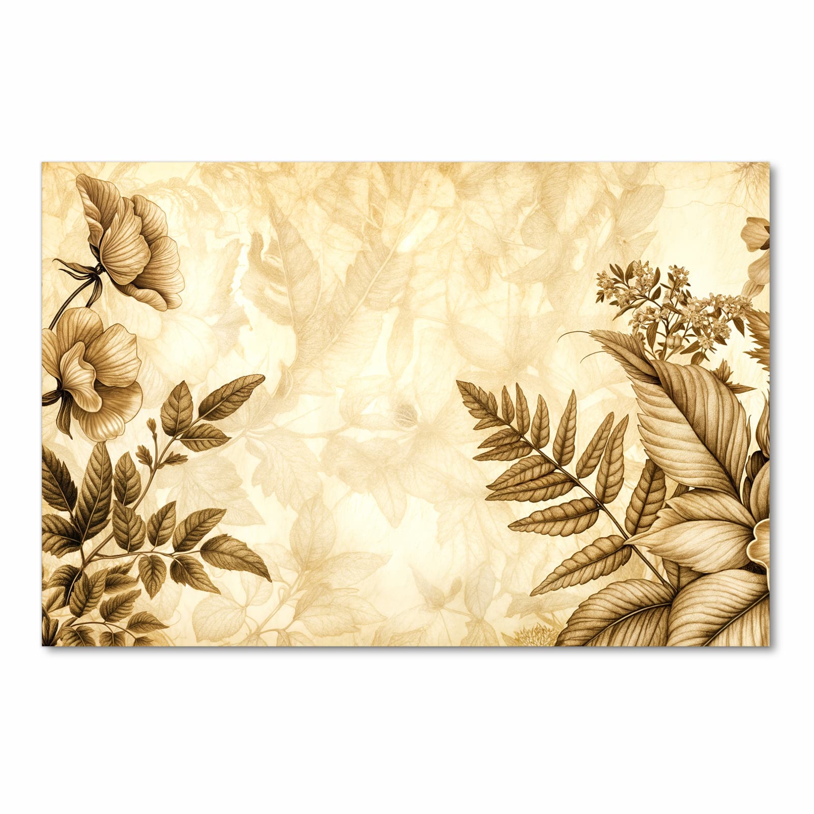 Pflegeleichter langer Teppich mit Motiv Blumenblatt Kunstwerk in Frontansicht für den Flur