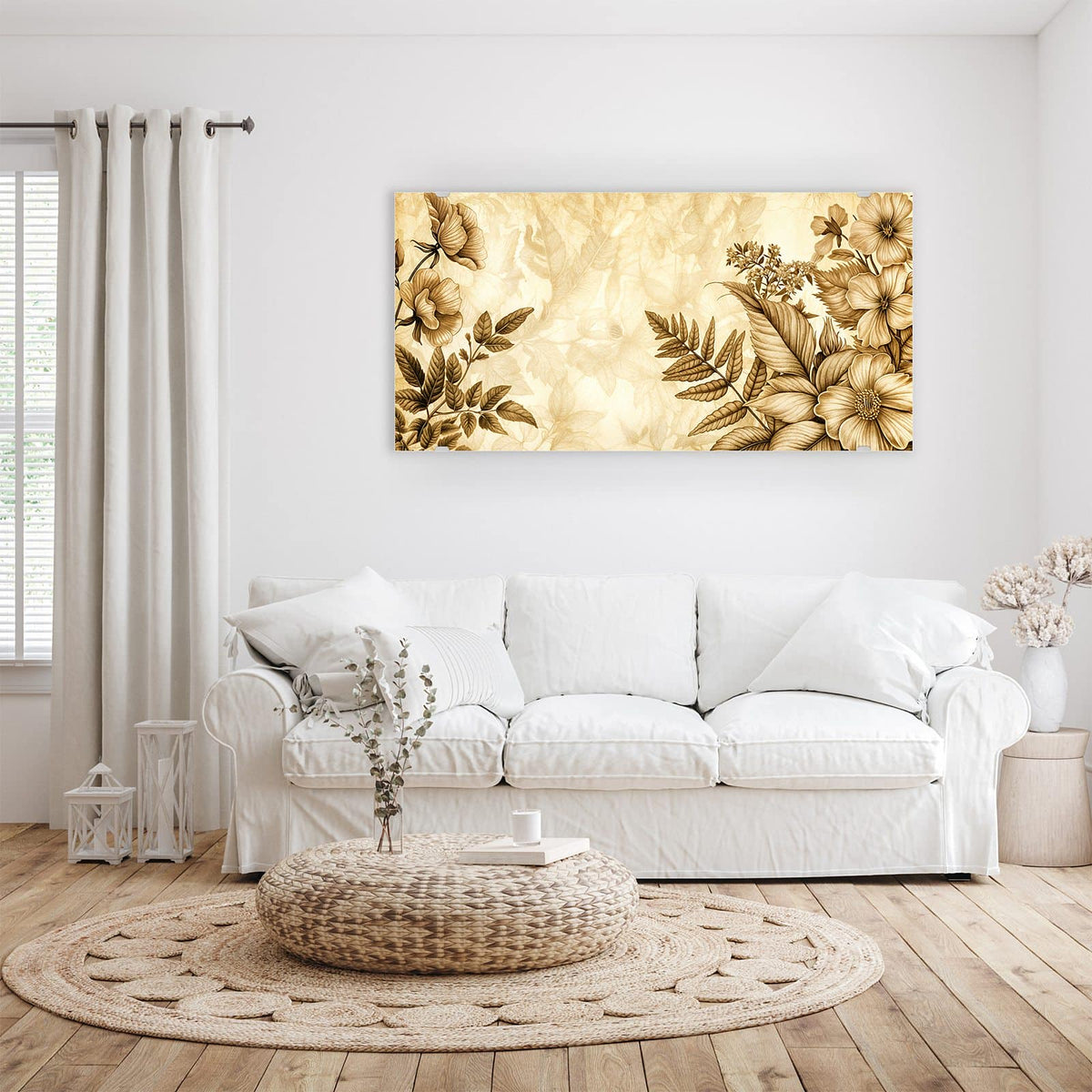 Wandbild - Botanik in Sepia - Querformat – Botanische Zeichnung in Sepia