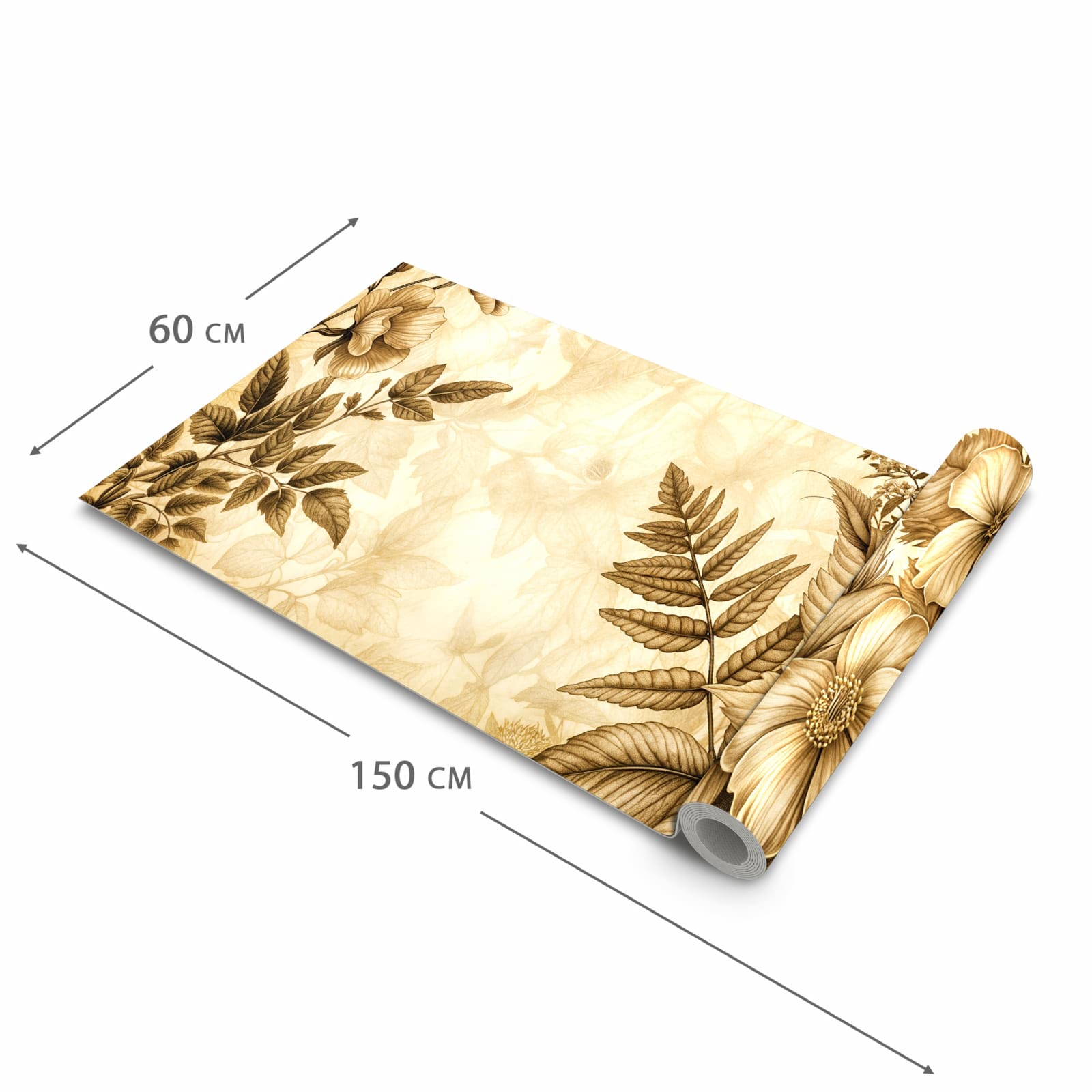 Flacher Küchenläufer nach Maß mit Motiv Blumenblatt Kunstwerk in der Größe 90x180 cm