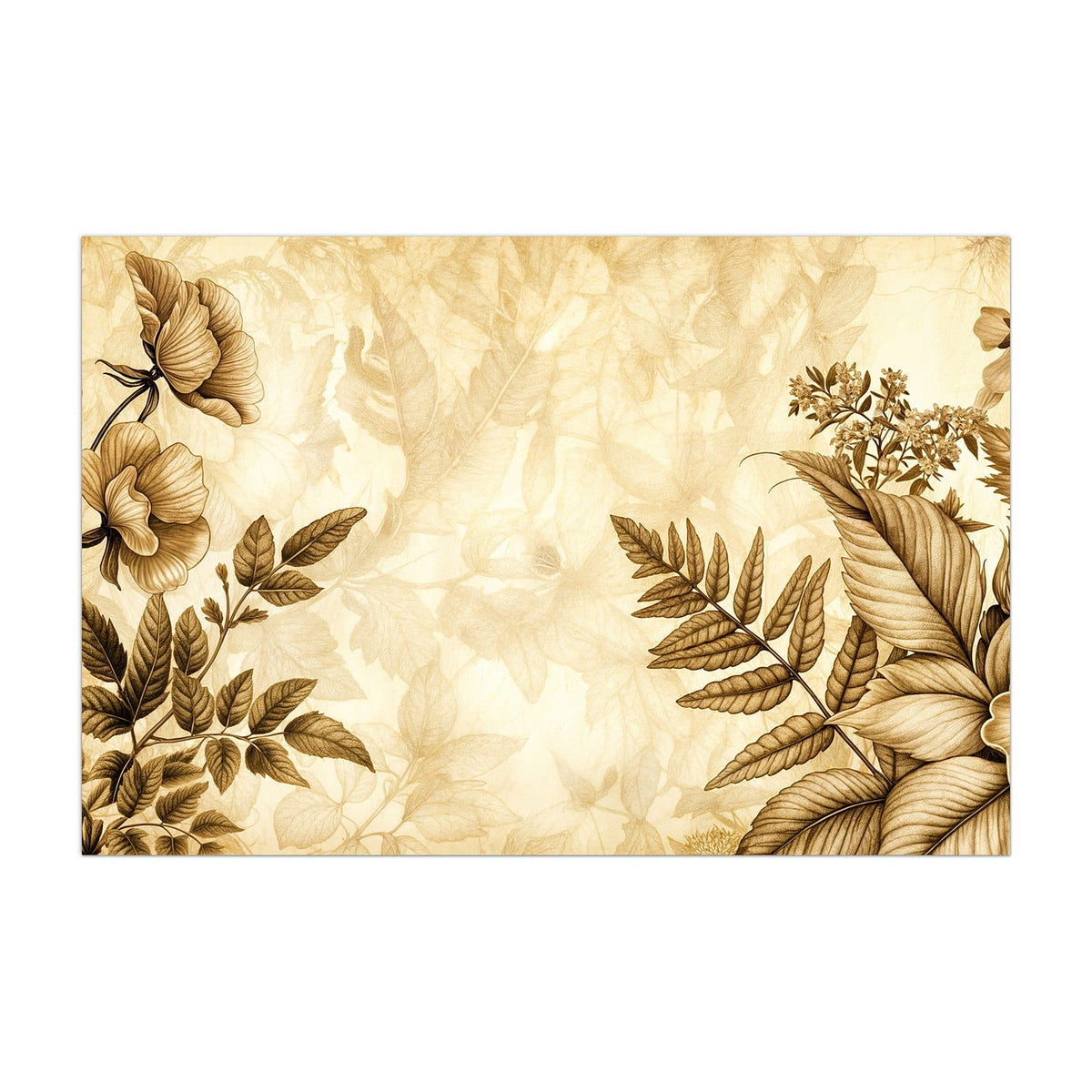 Küchenrückwand aus Glas Botanik in Sepia im Hochformat, Motiv bildfüllend von vorn