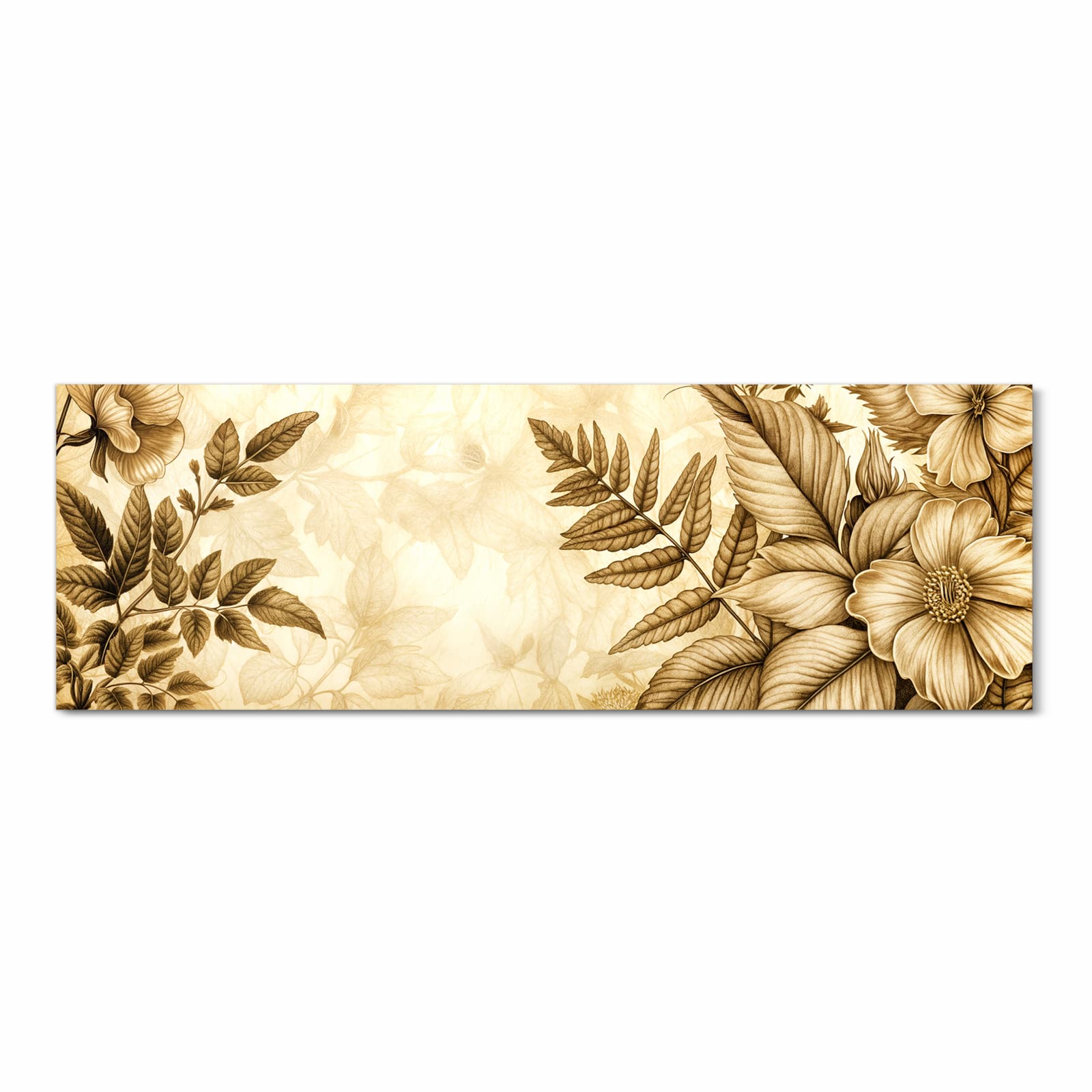 Flacher Küchenläufer mit Motiv Blumenblatt Kunstwerk in Frontansicht für die Küche