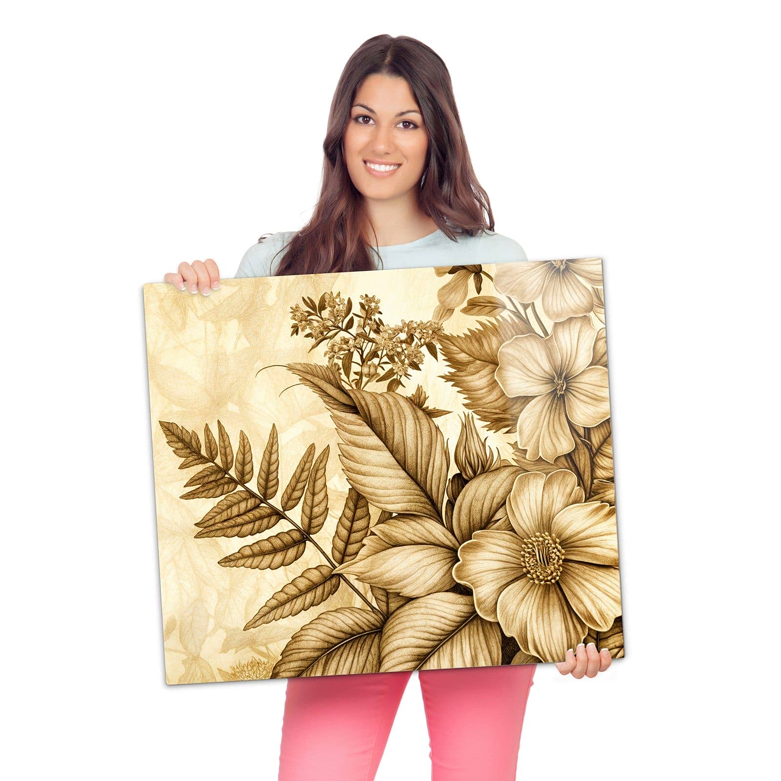 1-teilige Herdplattenabdeckung mit Blumenblatt Kunstwerk-Motiv wird zur Größendarstellung gehalten